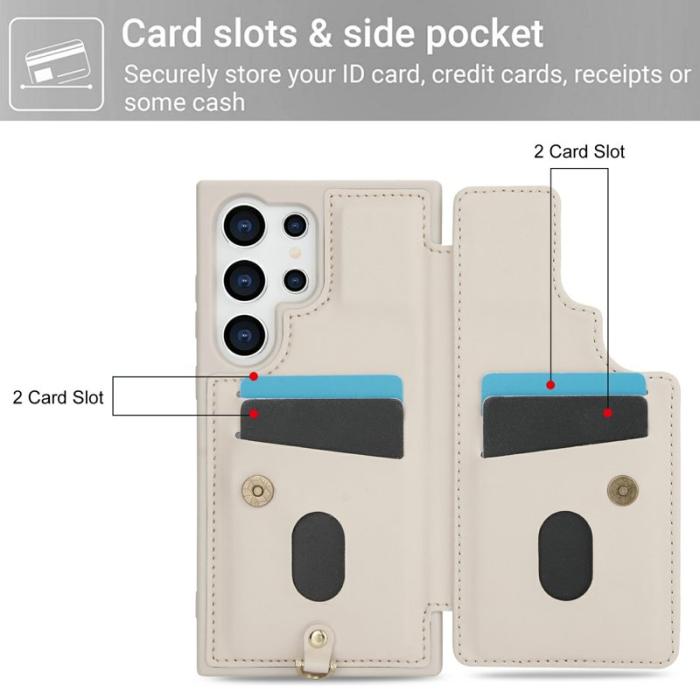OEM - Mobilskal för Samsung Galaxy S26 Ultra Konstläder med kortfack - Beige