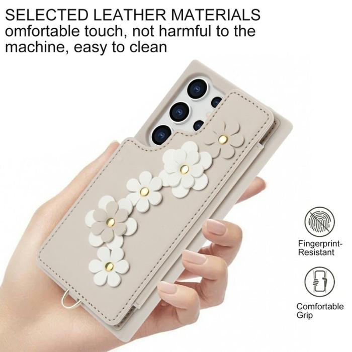 OEM - Mobilskal för Samsung Galaxy S26 Ultra Konstläder med kortfack - Beige