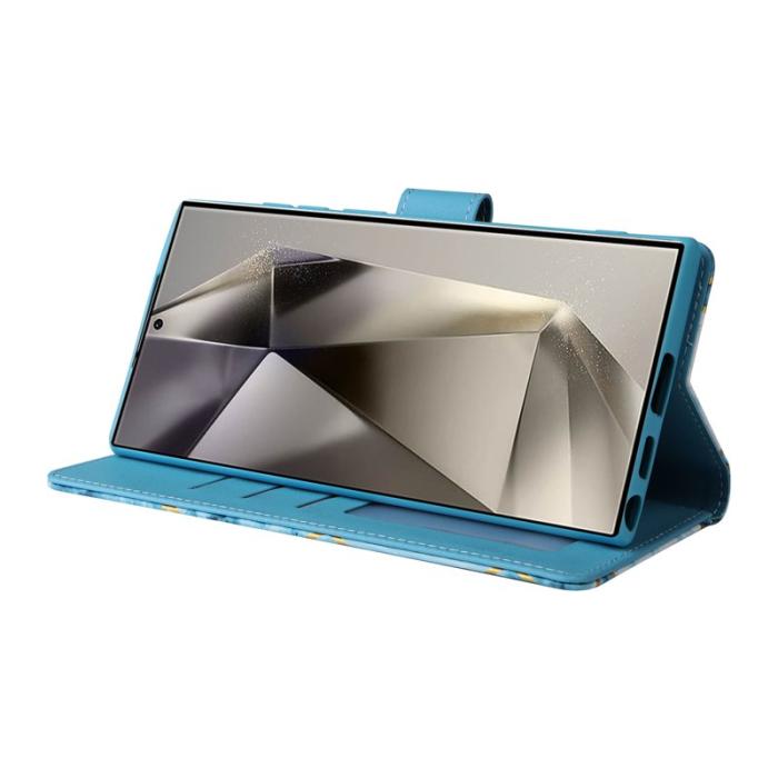 OEM - Mobilskal för Samsung Galaxy S26 Ultra Konstläder med rem - Blå