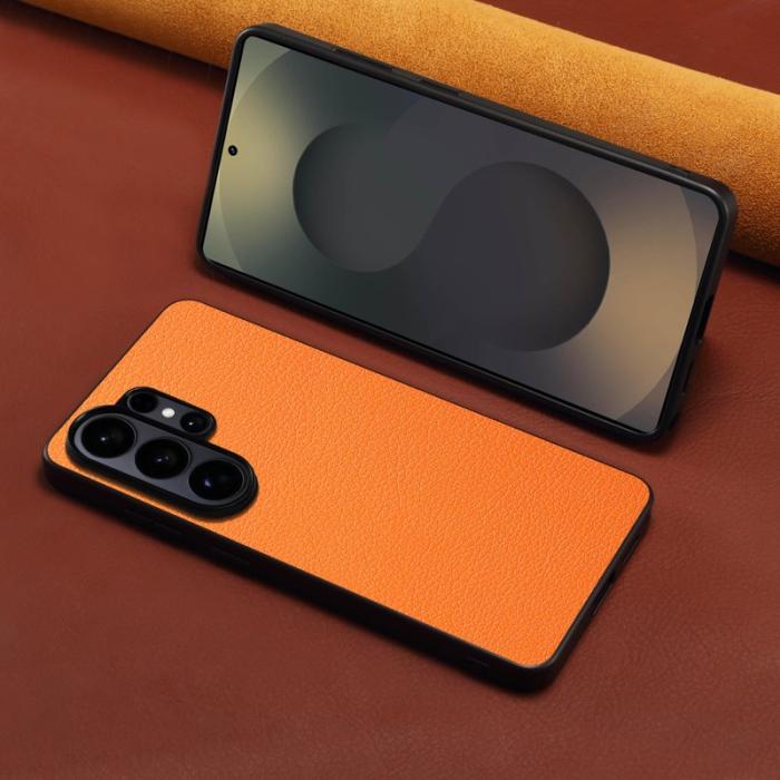 OEM - Mobilskal för Samsung Galaxy S26 Ultra Konstläder + PC + TPU - Orange