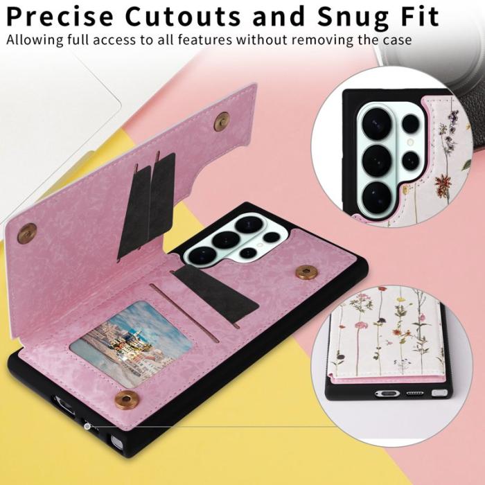 OEM - Mobilskal för Samsung Galaxy S26 Ultra Konstläder RFID - Torkad blomma