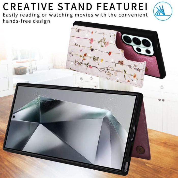 OEM - Mobilskal för Samsung Galaxy S26 Ultra Konstläder RFID - Torkad blomma