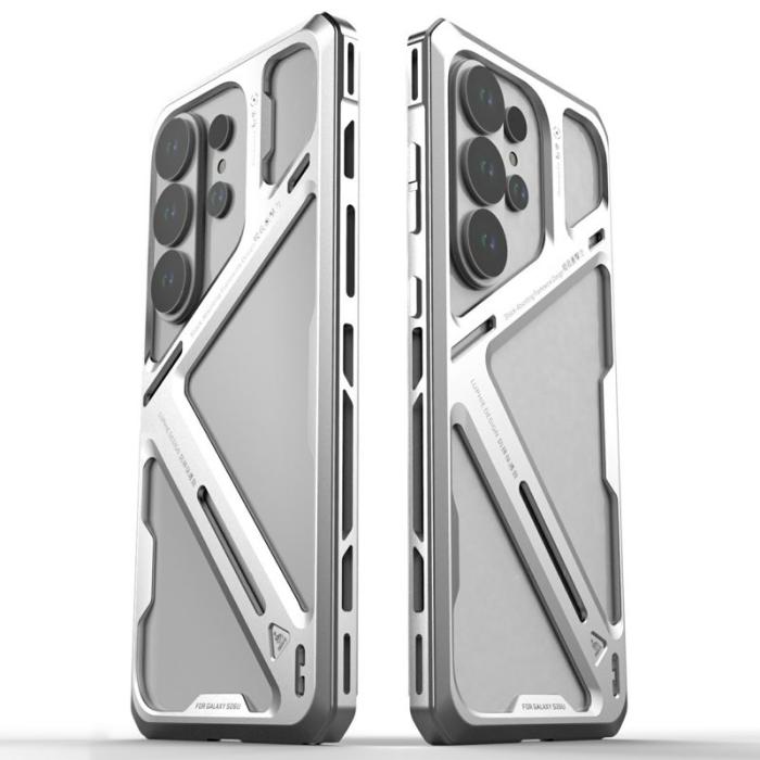 Luphie - Luphie Mobilskal för Samsung Galaxy S26 Ultra Avtagbar metallram - Silver