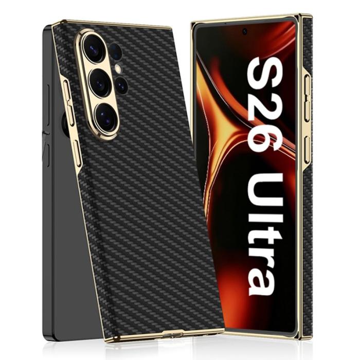 GKK - GKK Mobilskal för Samsung Galaxy S26 Ultra Electroplaterat PU PC Kolfibertextur