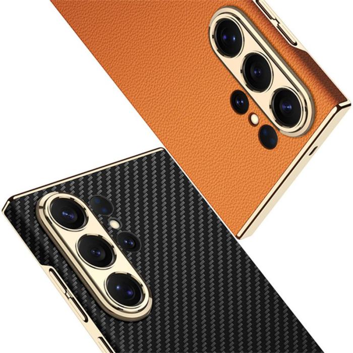 GKK - GKK Mobilskal för Samsung Galaxy S26 Ultra Electroplaterat PU PC Kolfibertextur