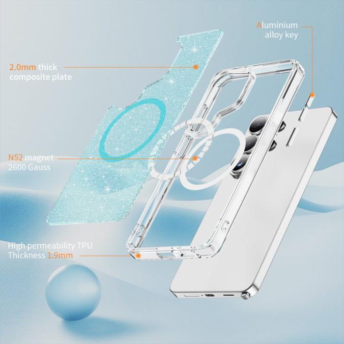 OEM - Mobilskal för Samsung Galaxy S26 Ultra Glitter Magnetiskt PC + TPU - Blå