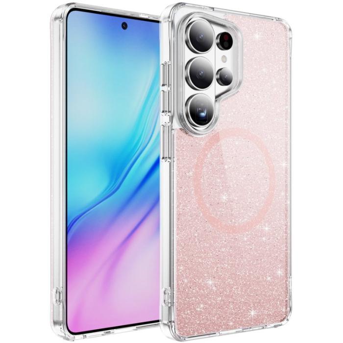 OEM - Mobilskal för Samsung Galaxy S26 Ultra Glitter Magnetiskt PC + TPU - Rosa