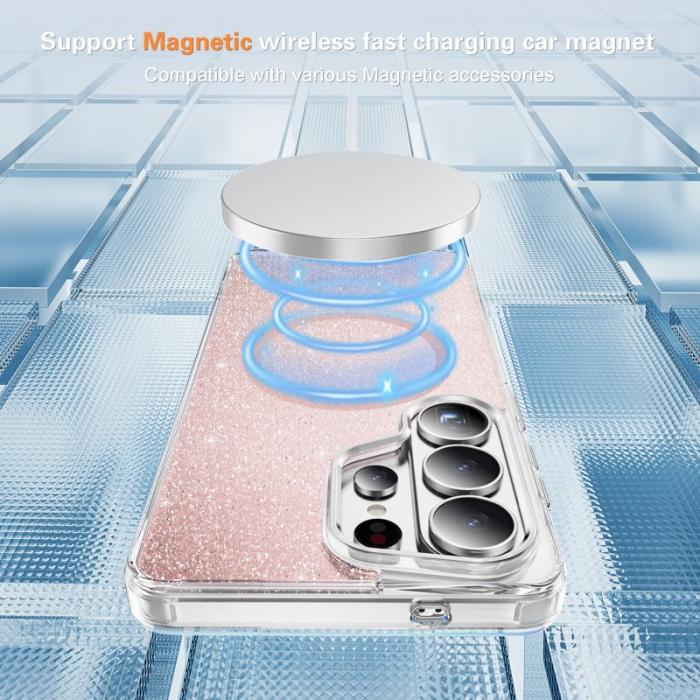 OEM - Mobilskal för Samsung Galaxy S26 Ultra Glitter Magnetiskt PC + TPU - Rosa