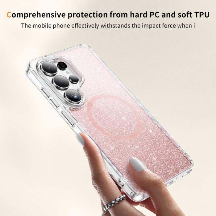 OEM - Mobilskal för Samsung Galaxy S26 Ultra Glitter Magnetiskt PC + TPU - Rosa