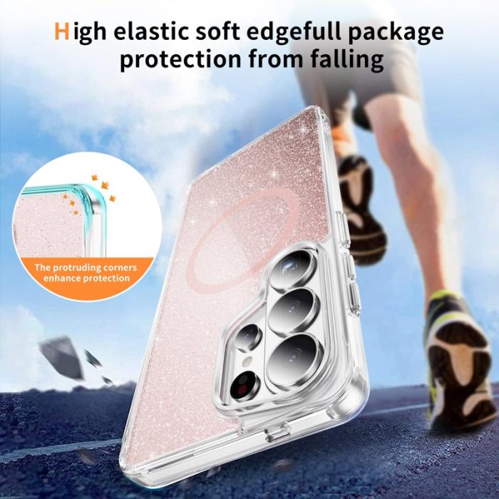 OEM - Mobilskal för Samsung Galaxy S26 Ultra Glitter Magnetiskt PC + TPU - Rosa