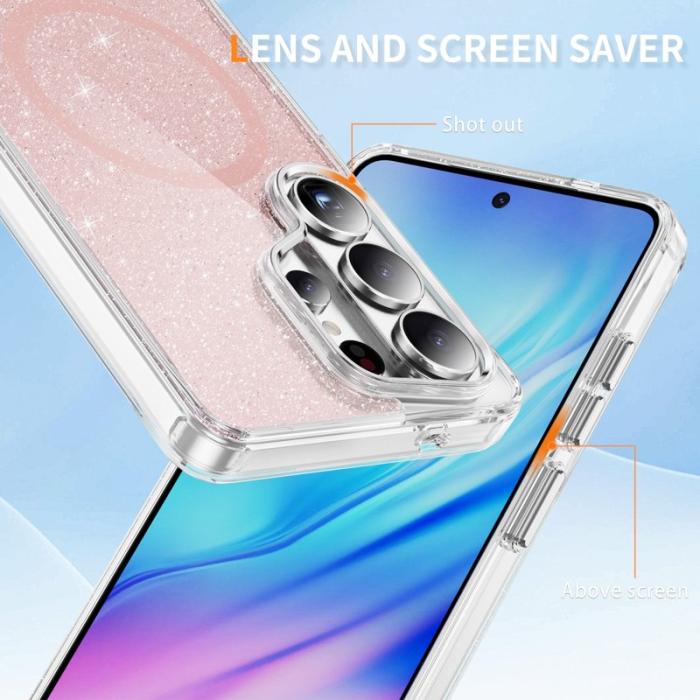 OEM - Mobilskal för Samsung Galaxy S26 Ultra Glitter Magnetiskt PC + TPU - Rosa