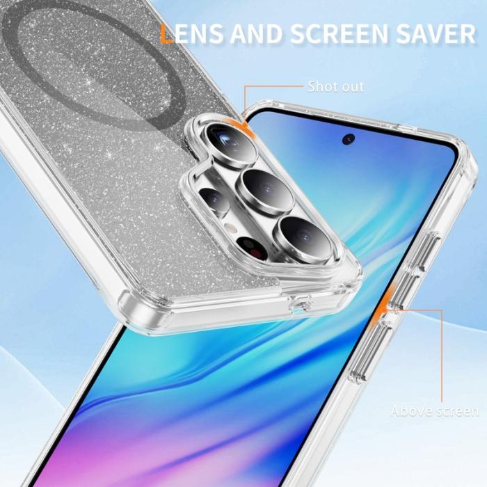 OEM - Mobilskal för Samsung Galaxy S26 Ultra Glitter Magnetiskt PC + TPU - Svart