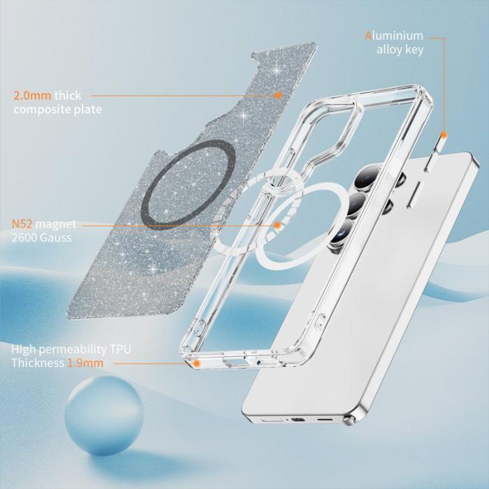 OEM - Mobilskal för Samsung Galaxy S26 Ultra Glitter Magnetiskt PC + TPU - Svart