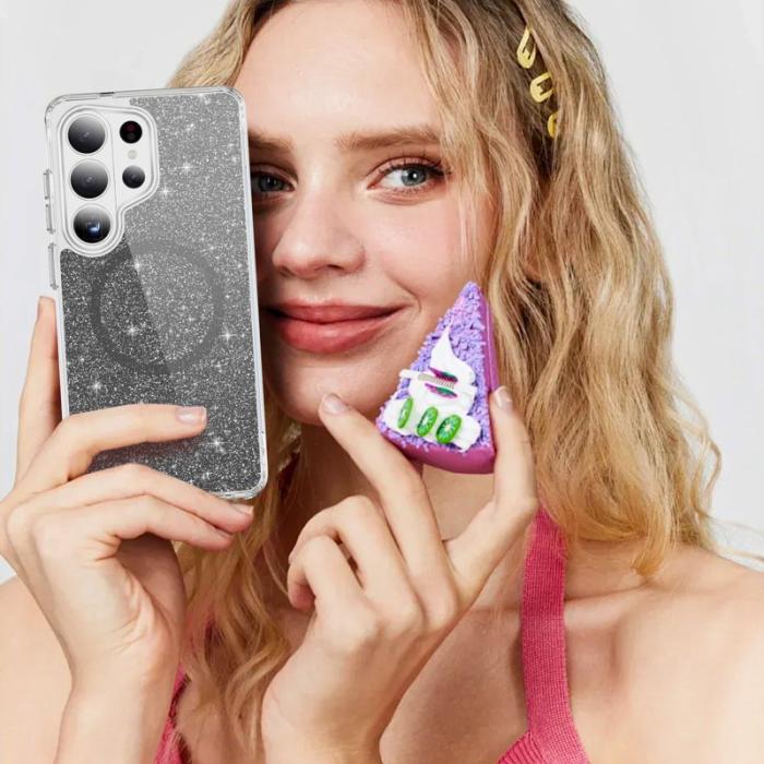 OEM - Mobilskal för Samsung Galaxy S26 Ultra Glitter Magnetiskt PC + TPU - Svart