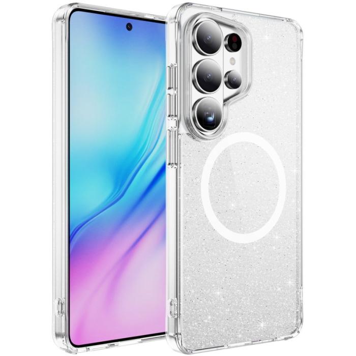 OEM - Mobilskal för Samsung Galaxy S26 Ultra Glitter Magnetiskt PC + TPU - Vit
