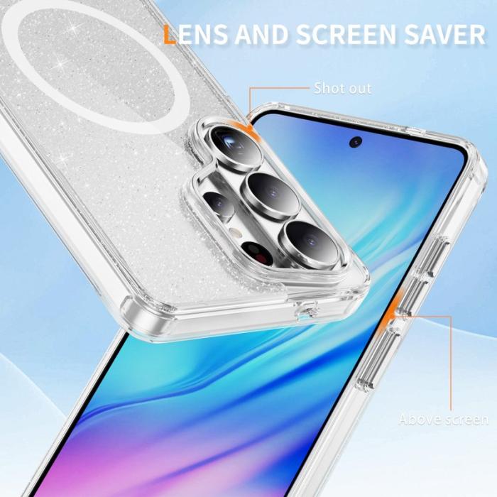 OEM - Mobilskal för Samsung Galaxy S26 Ultra Glitter Magnetiskt PC + TPU - Vit