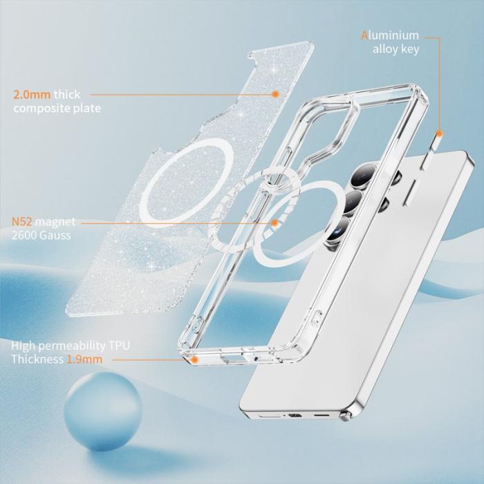 OEM - Mobilskal för Samsung Galaxy S26 Ultra Glitter Magnetiskt PC + TPU - Vit