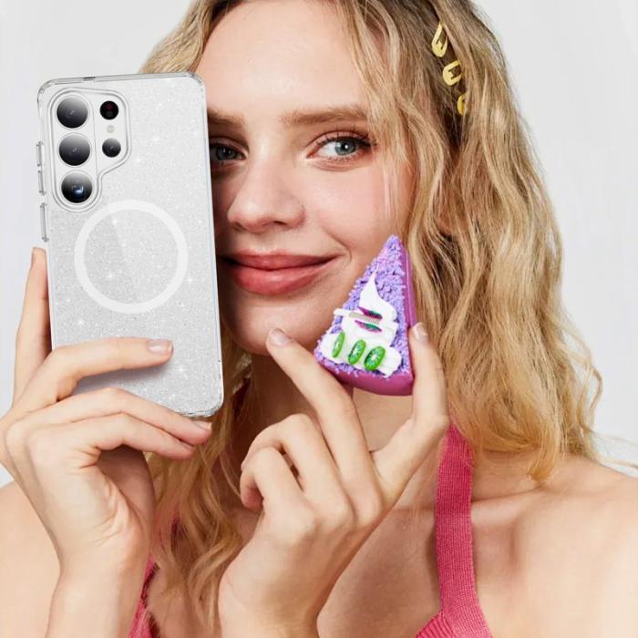 OEM - Mobilskal för Samsung Galaxy S26 Ultra Glitter Magnetiskt PC + TPU - Vit