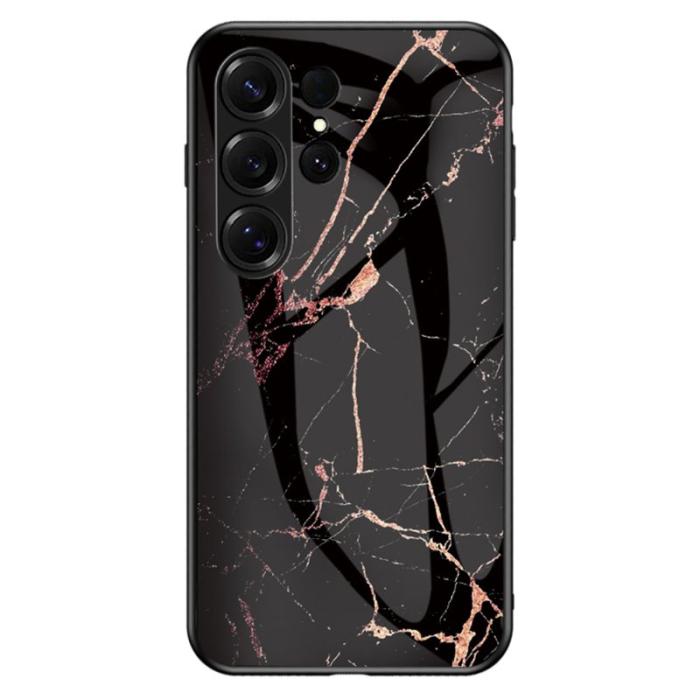 OEM - Mobilskal för Samsung Galaxy S26 Ultra Härdat glas Plast - Guld svart marmor