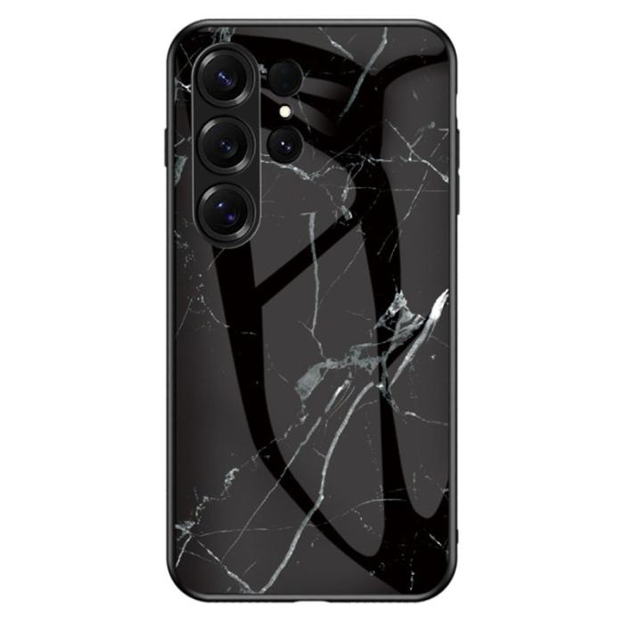 OEM - Mobilskal för Samsung Galaxy S26 Ultra Härdat glas + PC + TPU - Svart marmor