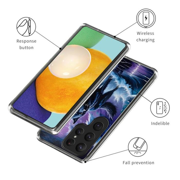 OEM - Mobilskal för Samsung Galaxy S26 Ultra IMD-mönster Stöttålig TPU - Wolf Totem