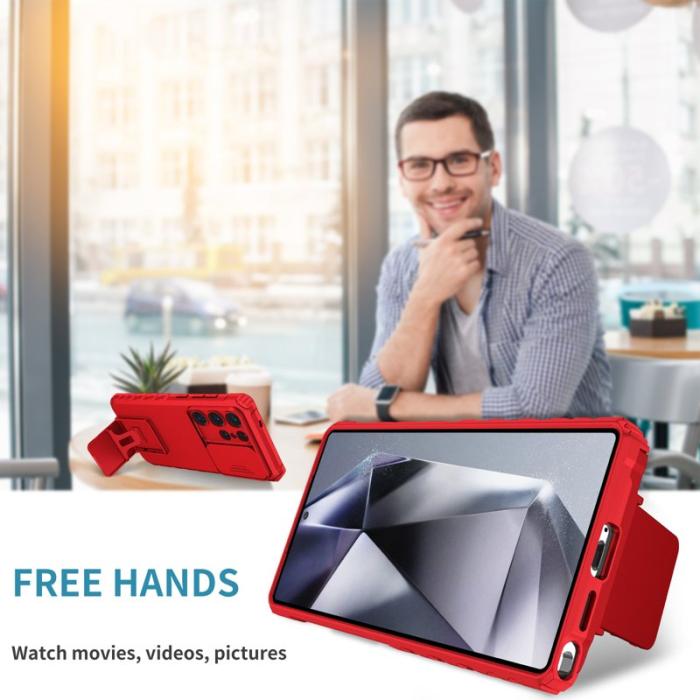 OEM - Mobilskal för Samsung Galaxy S26 Ultra Kamera Skydd PC + TPU - Röd