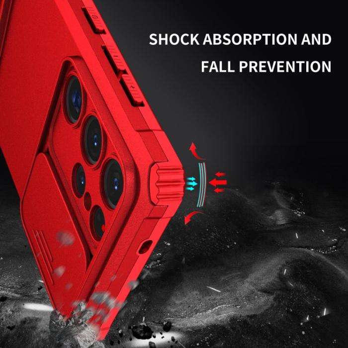 OEM - Mobilskal för Samsung Galaxy S26 Ultra Kamera Skydd PC + TPU - Röd