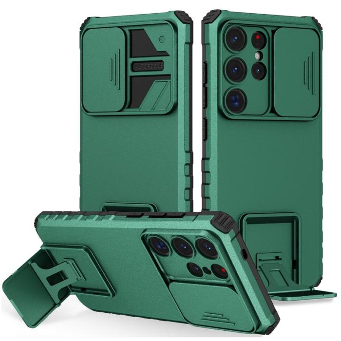 OEM - Mobilskal för Samsung Galaxy S26 Ultra Kamera Slider PC + TPU - Svartgrön