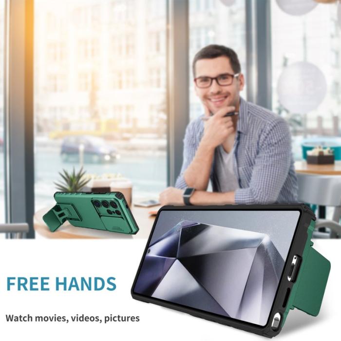 OEM - Mobilskal för Samsung Galaxy S26 Ultra Kamera Slider PC + TPU - Svartgrön