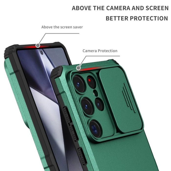 OEM - Mobilskal för Samsung Galaxy S26 Ultra Kamera Slider PC + TPU - Svartgrön