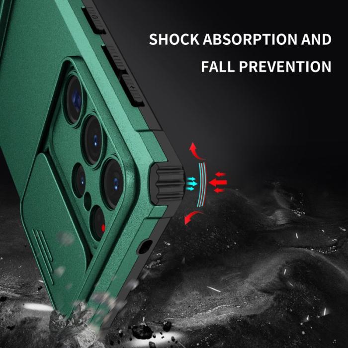 OEM - Mobilskal för Samsung Galaxy S26 Ultra Kamera Slider PC + TPU - Svartgrön