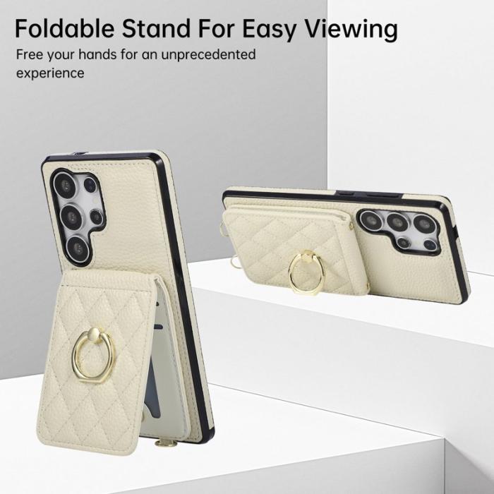 OEM - Mobilskal för Samsung Galaxy S26 Ultra Kickstand Konstläder + TPU - Beige