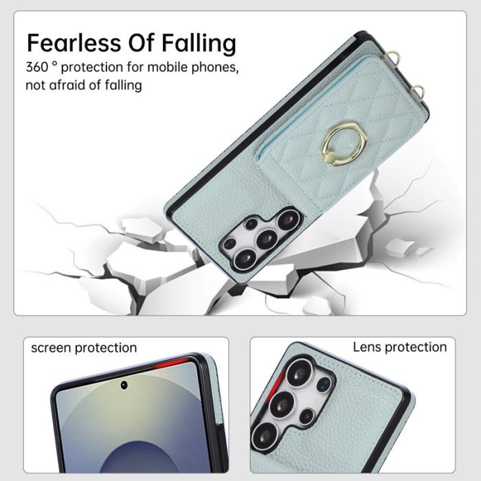 OEM - Mobilskal för Samsung Galaxy S26 Ultra Kickstand Konstläder + TPU - Blå