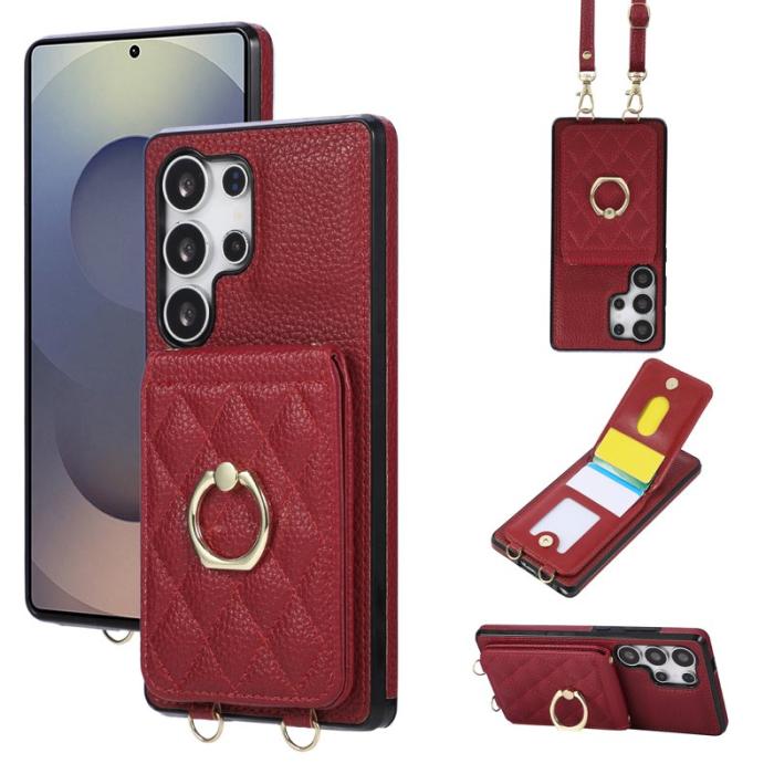 OEM - Mobilskal för Samsung Galaxy S26 Ultra Kickstand Konstläder + TPU - Röd