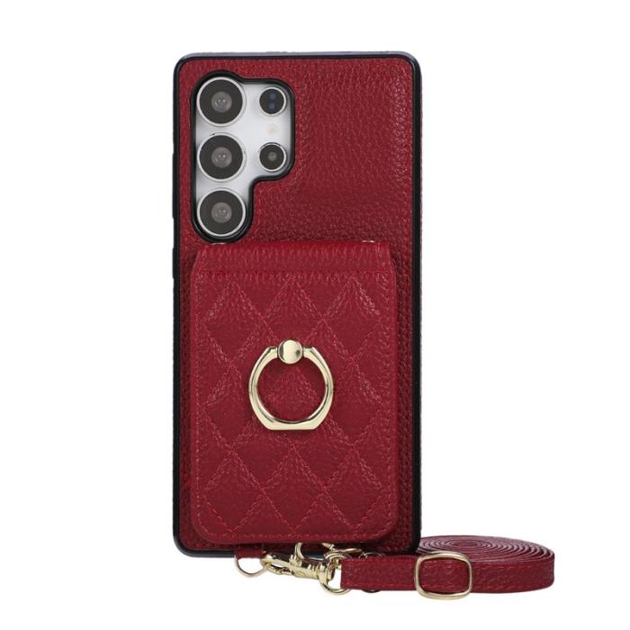 OEM - Mobilskal för Samsung Galaxy S26 Ultra Kickstand Konstläder + TPU - Röd