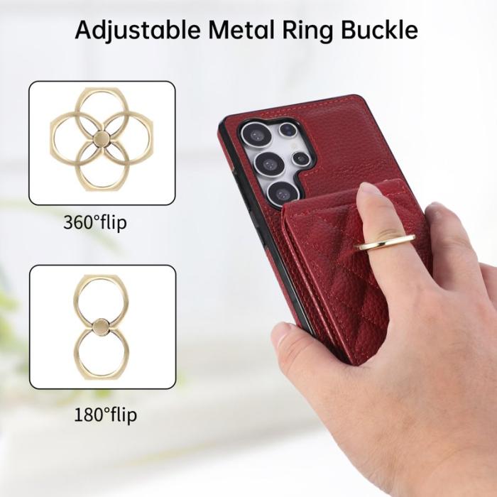 OEM - Mobilskal för Samsung Galaxy S26 Ultra Kickstand Konstläder + TPU - Röd