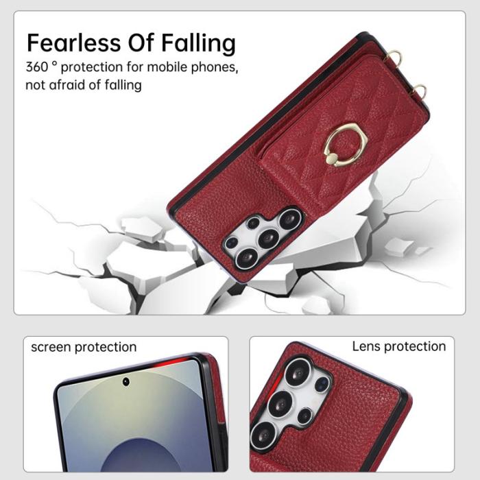 OEM - Mobilskal för Samsung Galaxy S26 Ultra Kickstand Konstläder + TPU - Röd