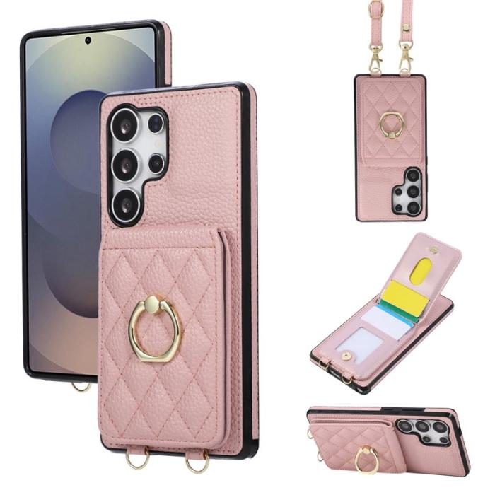 OEM - Mobilskal för Samsung Galaxy S26 Ultra Kickstand Konstläder + TPU - Rosa