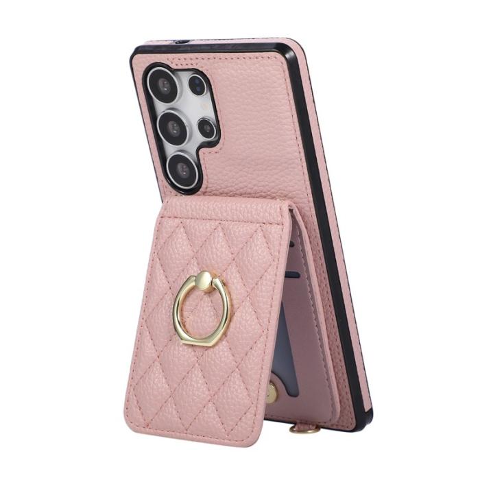 OEM - Mobilskal för Samsung Galaxy S26 Ultra Kickstand Konstläder + TPU - Rosa