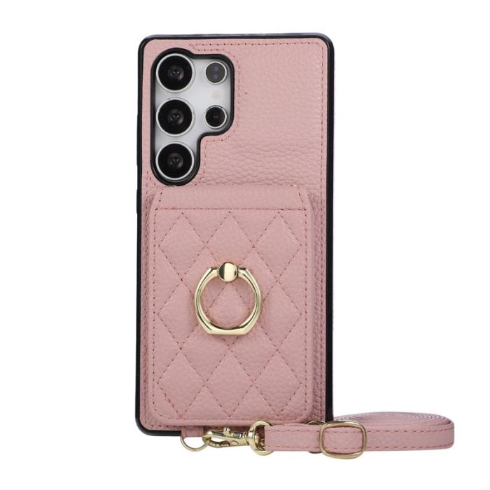 OEM - Mobilskal för Samsung Galaxy S26 Ultra Kickstand Konstläder + TPU - Rosa