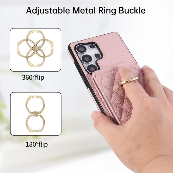 OEM - Mobilskal för Samsung Galaxy S26 Ultra Kickstand Konstläder + TPU - Rosa