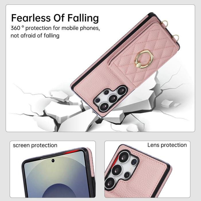 OEM - Mobilskal för Samsung Galaxy S26 Ultra Kickstand Konstläder + TPU - Rosa