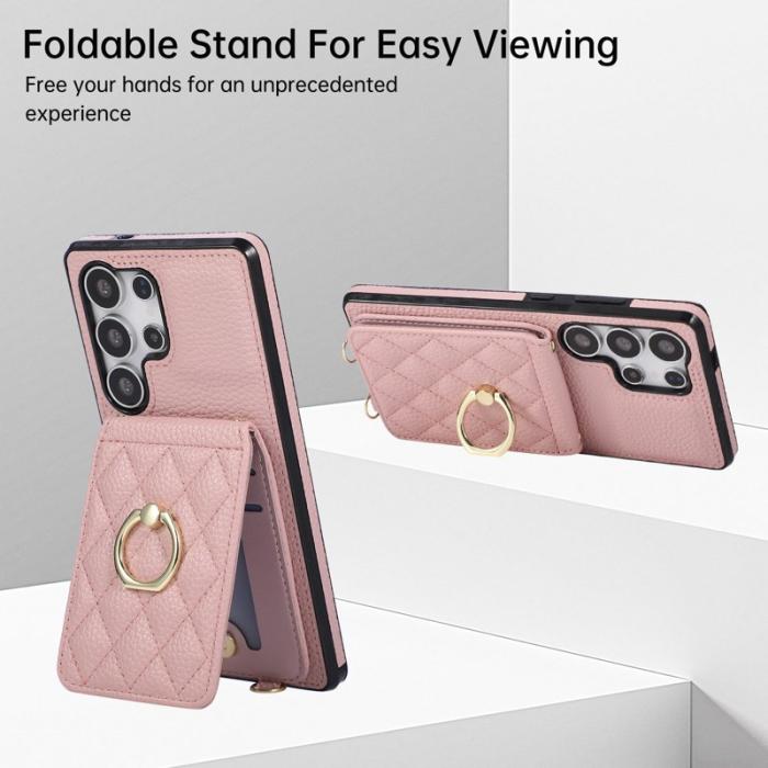 OEM - Mobilskal för Samsung Galaxy S26 Ultra Kickstand Konstläder + TPU - Rosa