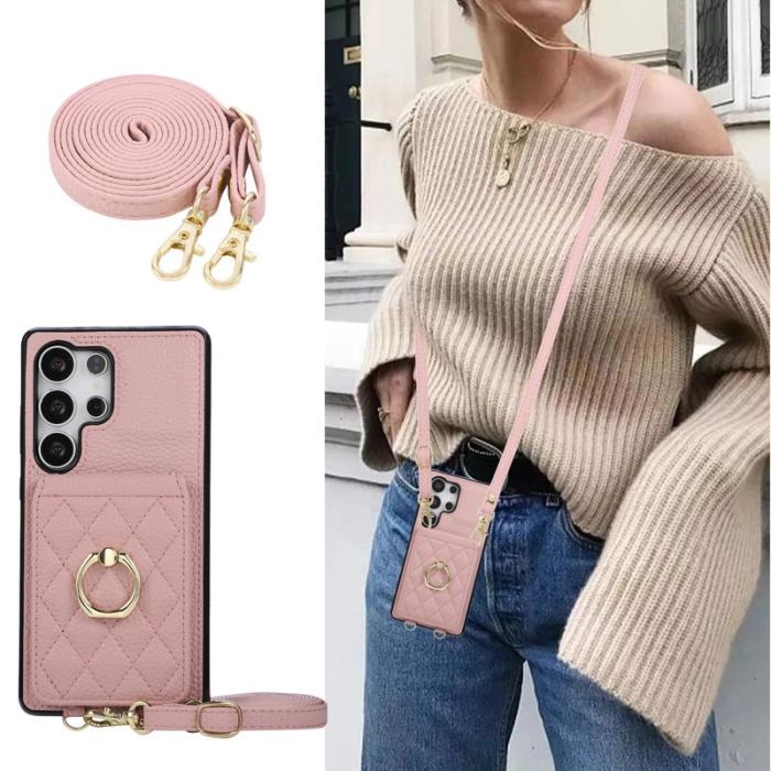 OEM - Mobilskal för Samsung Galaxy S26 Ultra Kickstand Konstläder + TPU - Rosa