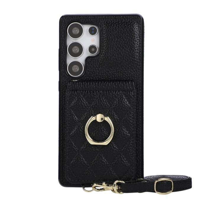 OEM - Mobilskal för Samsung Galaxy S26 Ultra Kickstand Konstläder + TPU - Svart