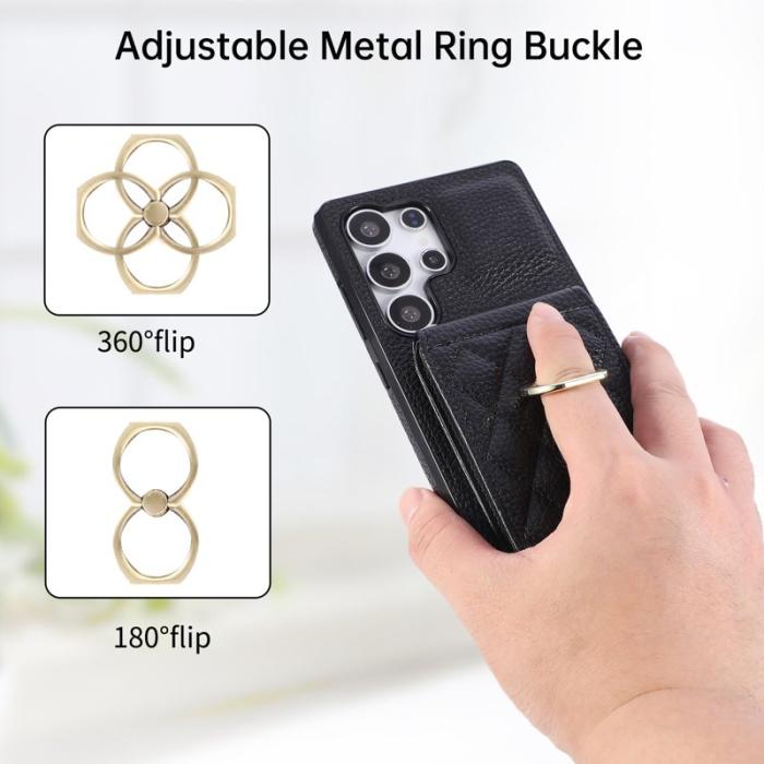 OEM - Mobilskal för Samsung Galaxy S26 Ultra Kickstand Konstläder + TPU - Svart