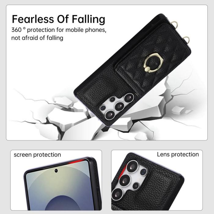 OEM - Mobilskal för Samsung Galaxy S26 Ultra Kickstand Konstläder + TPU - Svart