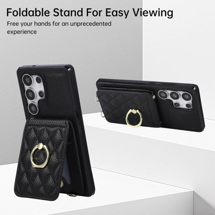 OEM - Mobilskal för Samsung Galaxy S26 Ultra Kickstand Konstläder + TPU - Svart