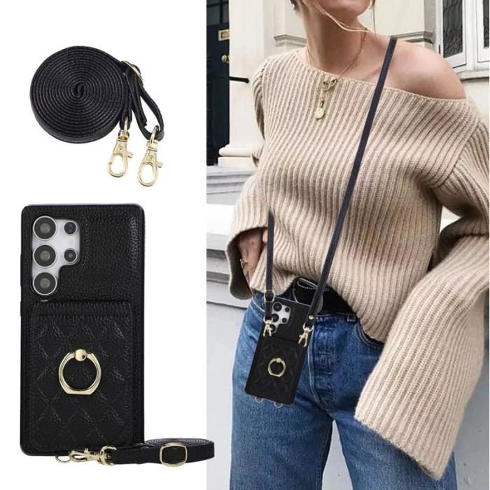 OEM - Mobilskal för Samsung Galaxy S26 Ultra Kickstand Konstläder + TPU - Svart