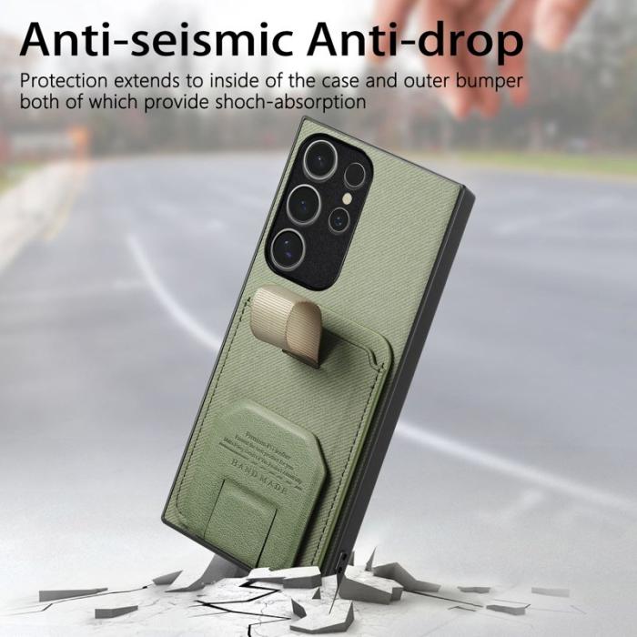 OEM - Mobilskal för Samsung Galaxy S26 Ultra Kickstand Card Slot TPU - Grön